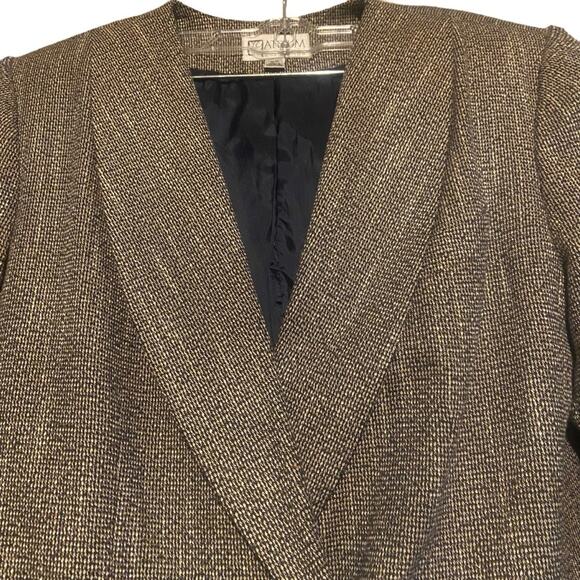 VTG Gray Black Tweed Blazer Shoulder Pads work office professional Size 10/11 - Picture 5 of 10